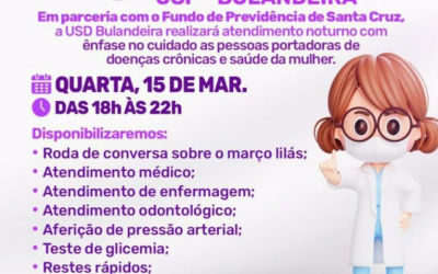 O FUNPRESC em parceria com a USF – Bulandeira e a Secretária Municipal de Saúde de Santa Cruz realizaram atendimento noturno  com ênfase no cuidado às pessoas portadoras de doenças crônicas e à saúde da mulher.    